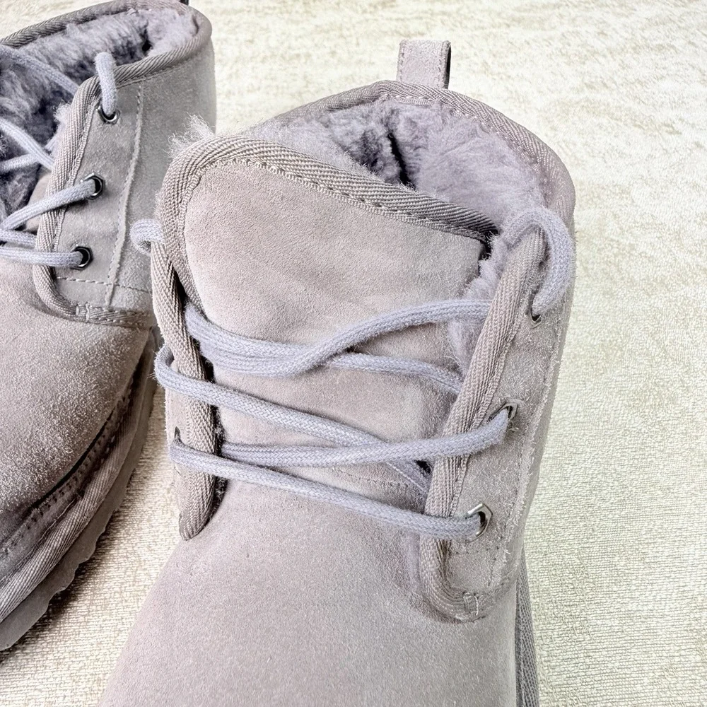 UGG Men's Gray Suede Chukka Ankle Boots Lace-Up Lined Round Toe US 10